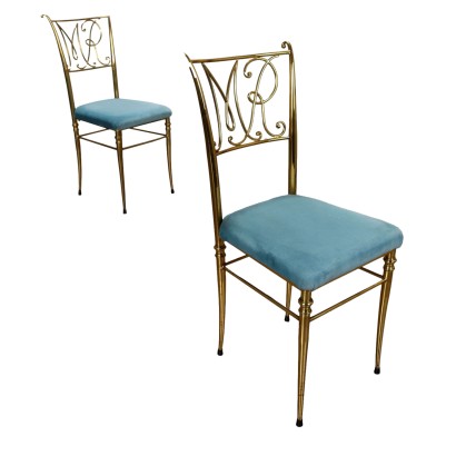 Chaises Vintage Tissu Laiton Italie des Années 1950-1960