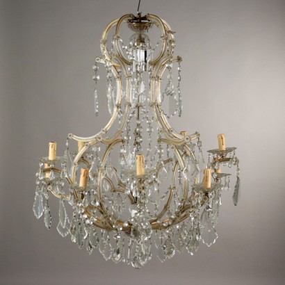 Antique Chandelier Maria Theresa Style Iron Glass Italy XX Century