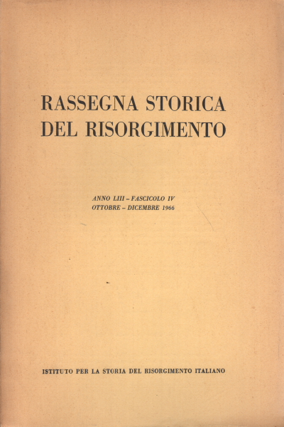 Revue historique du Risorgimento année LIII fasc, AA.VV.