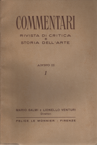 De commentaires. An II no. 1 2 3-4 (3 vols.), Mario Salmi Lionello Venturi