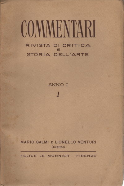 De commentaires. Année no. 1 2 3 4 (4 vols.), Mario Salmi Lionello Venturi