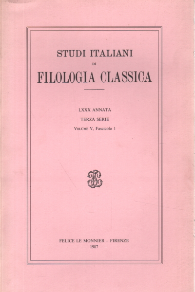 Estudios Italianos de Filología Clásica LXXX vintage, AA.VV.