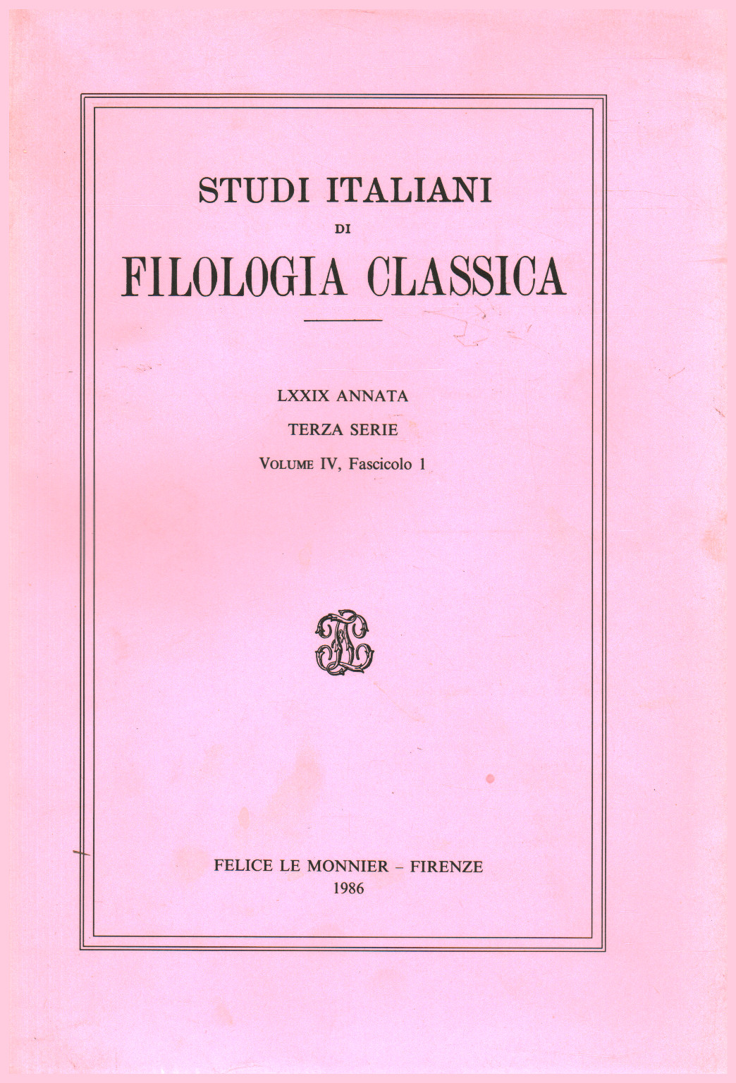 Studium der italienischen philologie klassische LXXIX Jahrgang., s.zu.