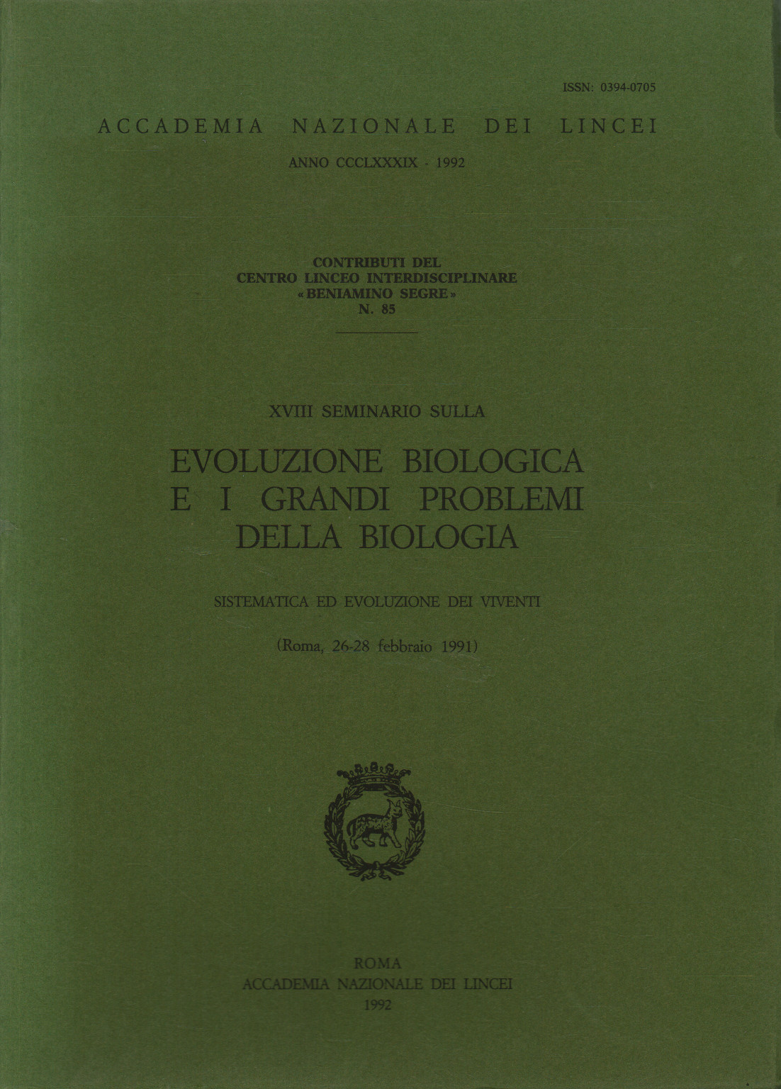 XVIII seminario sulla evoluzione biologica e i gra, s.a.