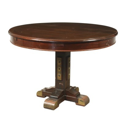 Table Mahogany Brass Mahogany Veneer Italy 1950s 1960s