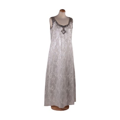 Vestito Vintage bianco con perline e paillettes