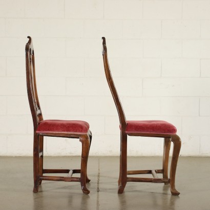 Pair of Chairs Walnut Padded Modena Italy 18th Century