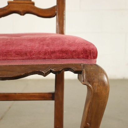 Pair of Chairs Walnut Padded Modena Italy 18th Century