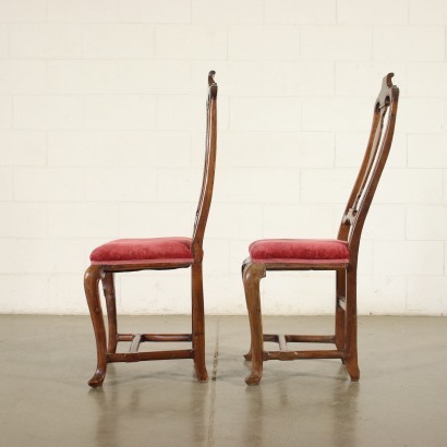 Pair of Chairs Walnut Padded Modena Italy 18th Century