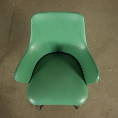 Paire de Chaises Pivotantes Métal Mousse Cuir - Italie Années 1950-60