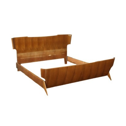 Vintage Double Bed Mahogany Veneer Italy 1950s