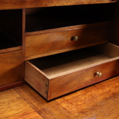 Bureau avec Étagère Restauration Acajou Noyer Verre Italie XIX Siècle