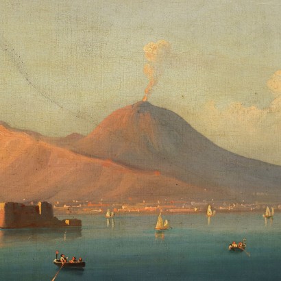 View of the Gulf of Naples Oil on Canvas Italy XIX Century