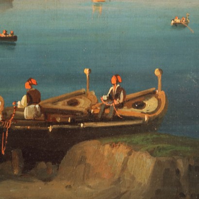 View of the Gulf of Naples Oil on Canvas Italy XIX Century