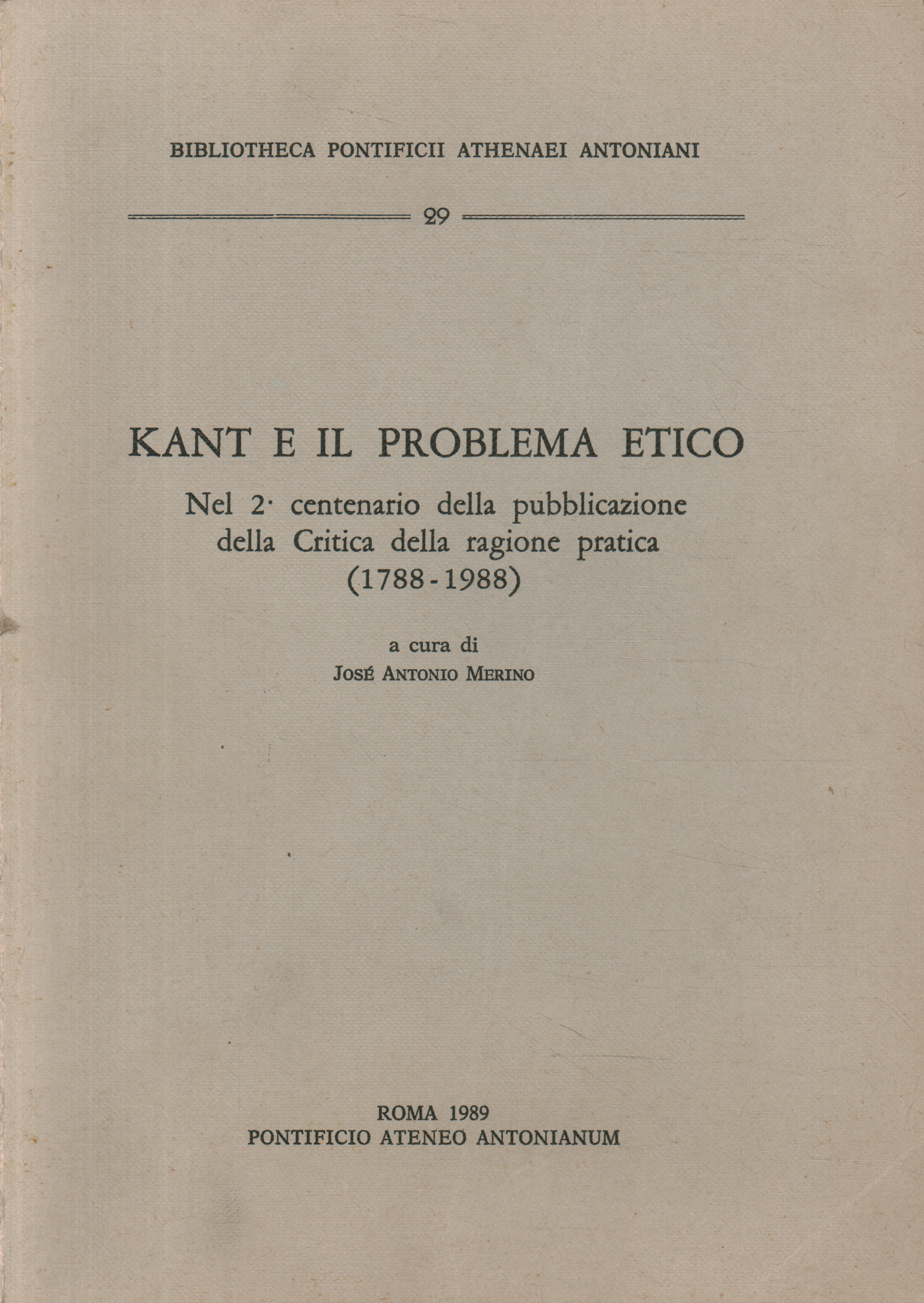 Kant et le problème éthique