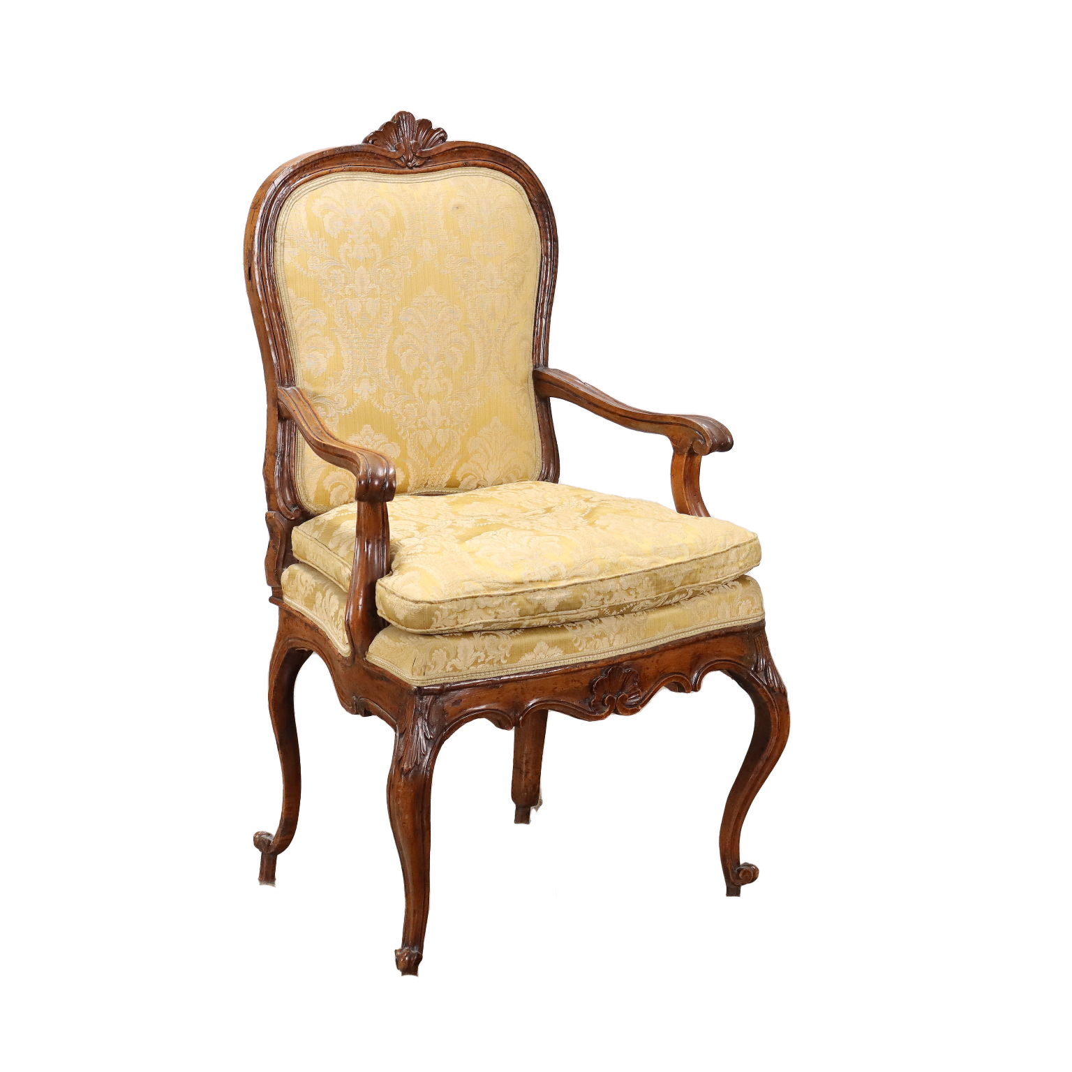 Italian Rococo Chair in Yellow for sale at Pamono