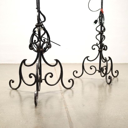 Pair of Candlesticks Wrought Iron Italy XIX Century.