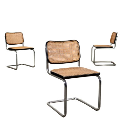 Groupe de 3 Chaises Cesca Gavina Métal Italie Années 1960