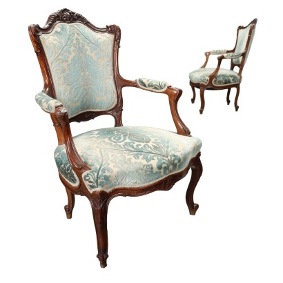 Pair of Armchairs Rococo Style Mahogany Italy XX Century