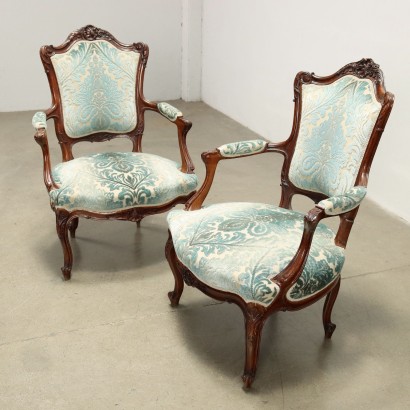 Paire de Fauteuils Rococo Acajou Italie XXe Siècle